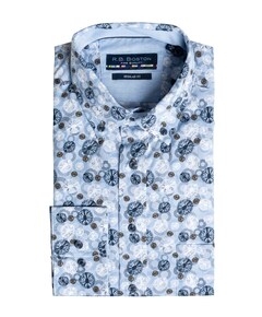 Heren overhemd lange mouw blauw