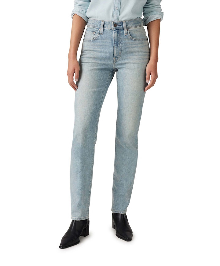 724 High rise straight dames jeans blauw