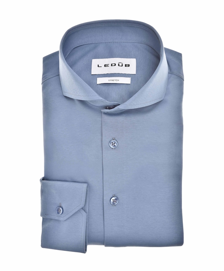 Heren overhemd extra lange mouw blauw