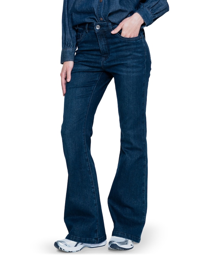 Flair lurex dames jeans blauw