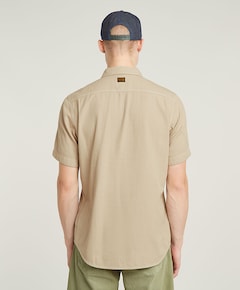 Heren overhemd korte mouw beige