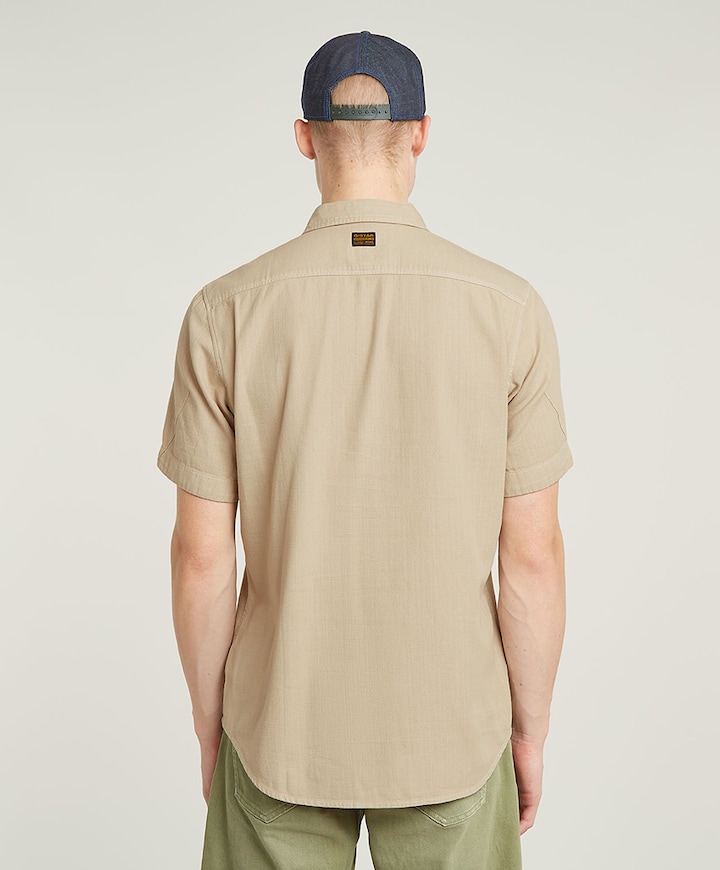 Heren overhemd korte mouw beige