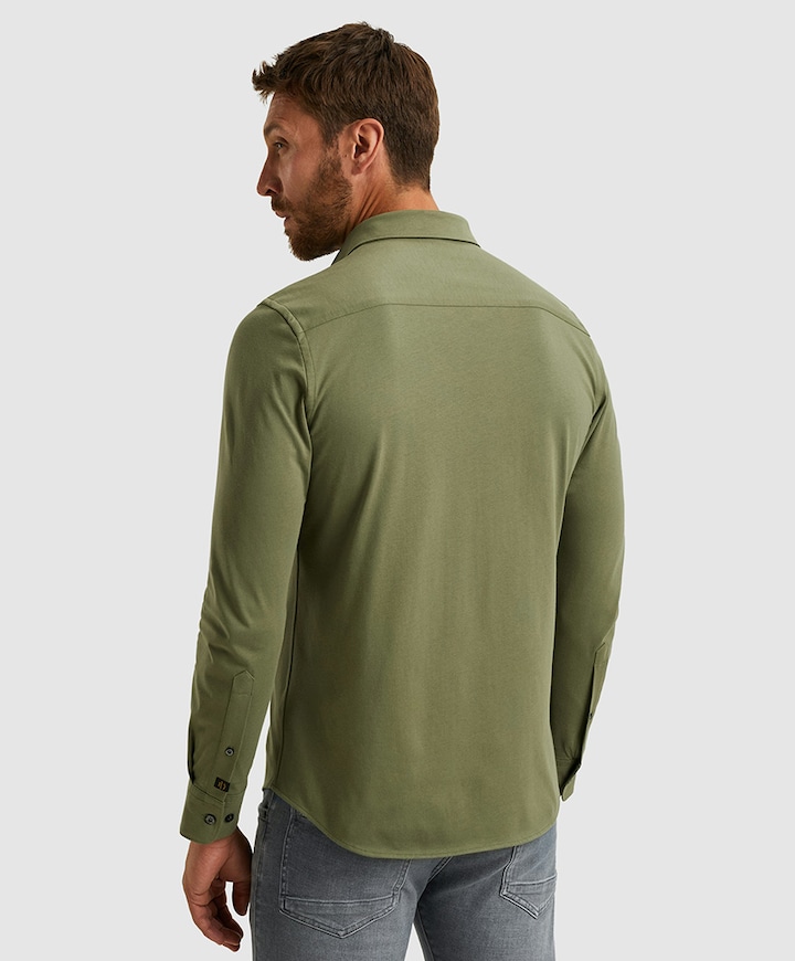 Heren overhemd lange mouw groen