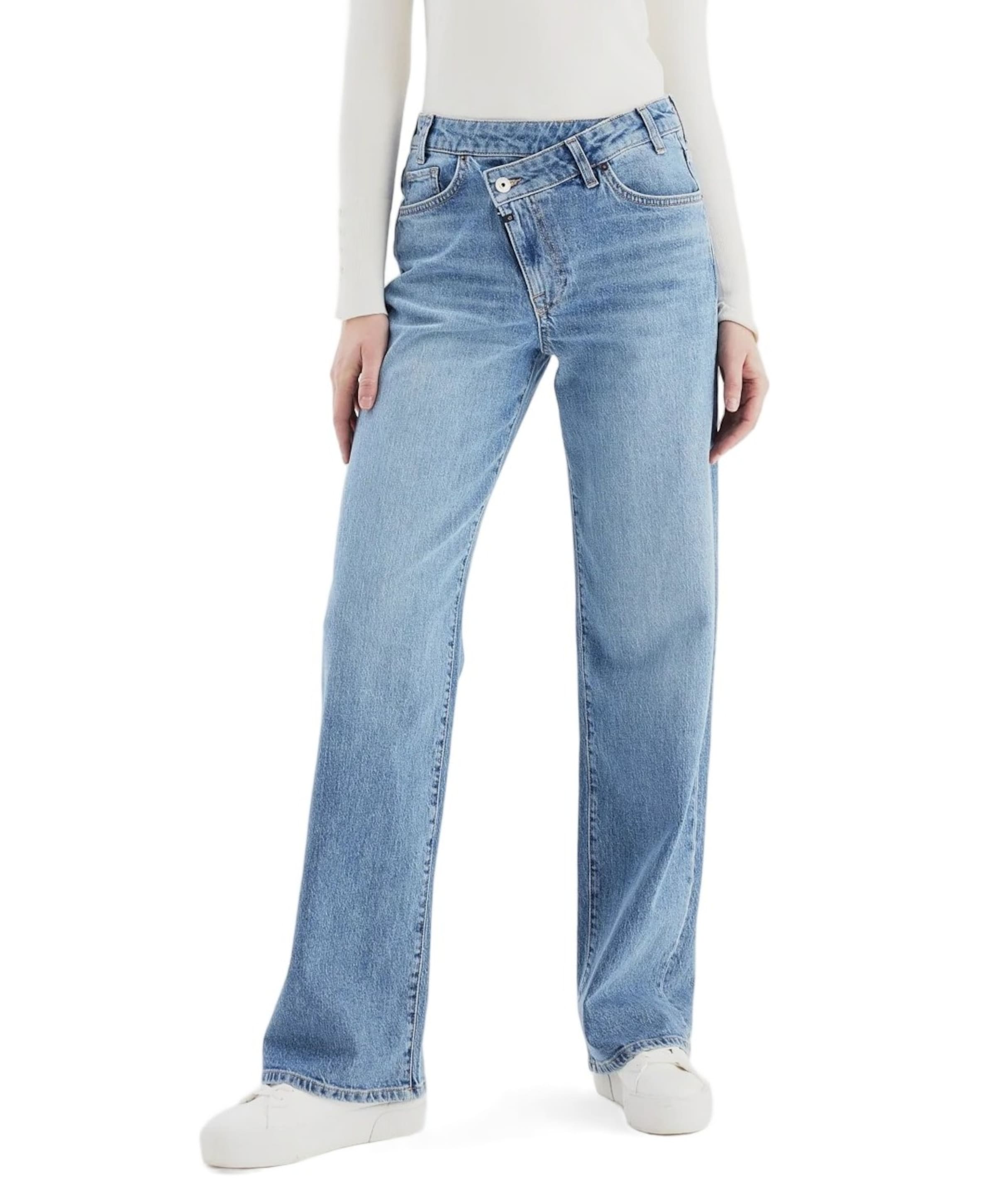 Relaxed straight dames jeans blauw