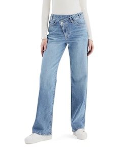 Relaxed straight dames jeans blauw