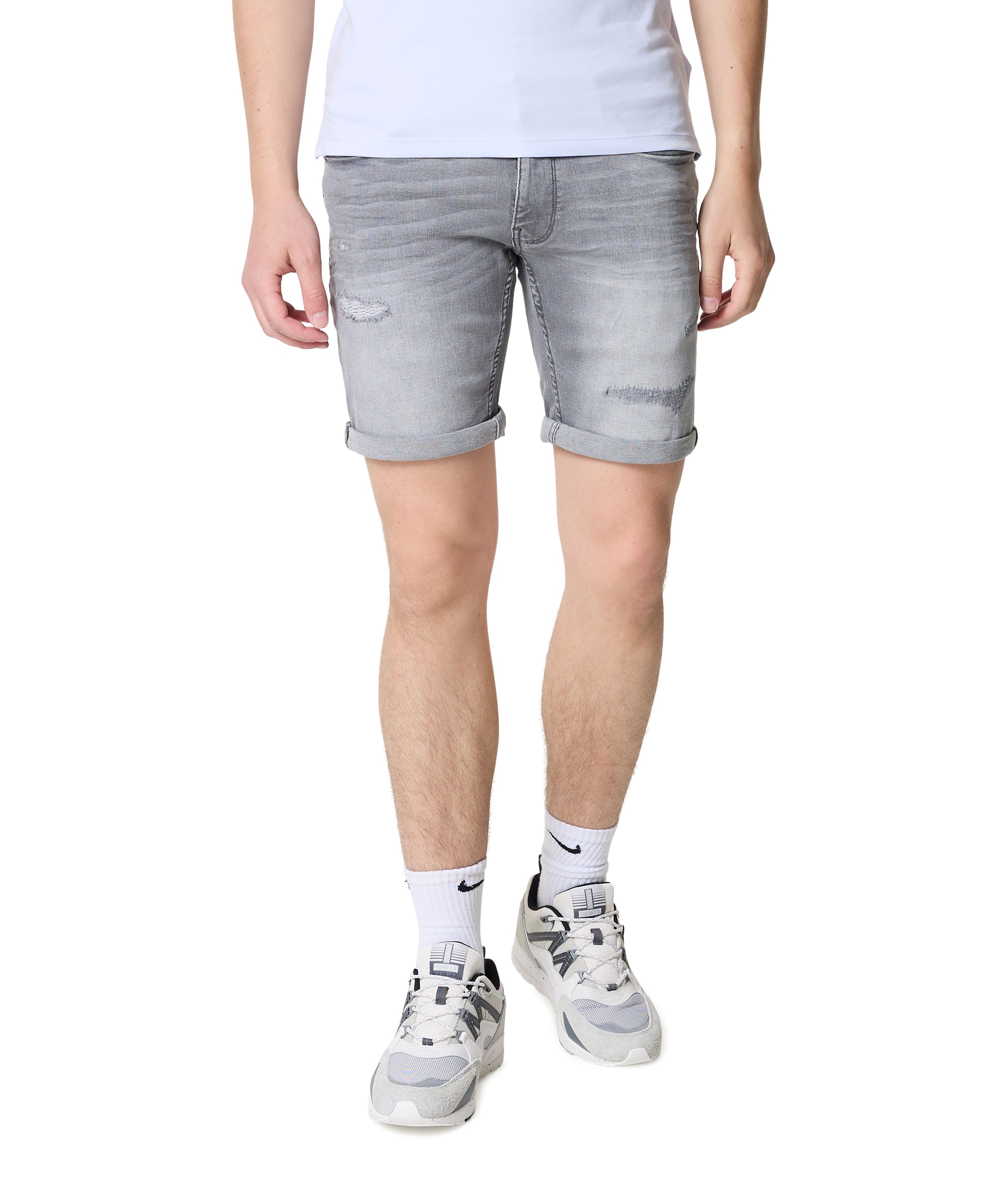 The Steve Skinny Fit heren korte broek grijs