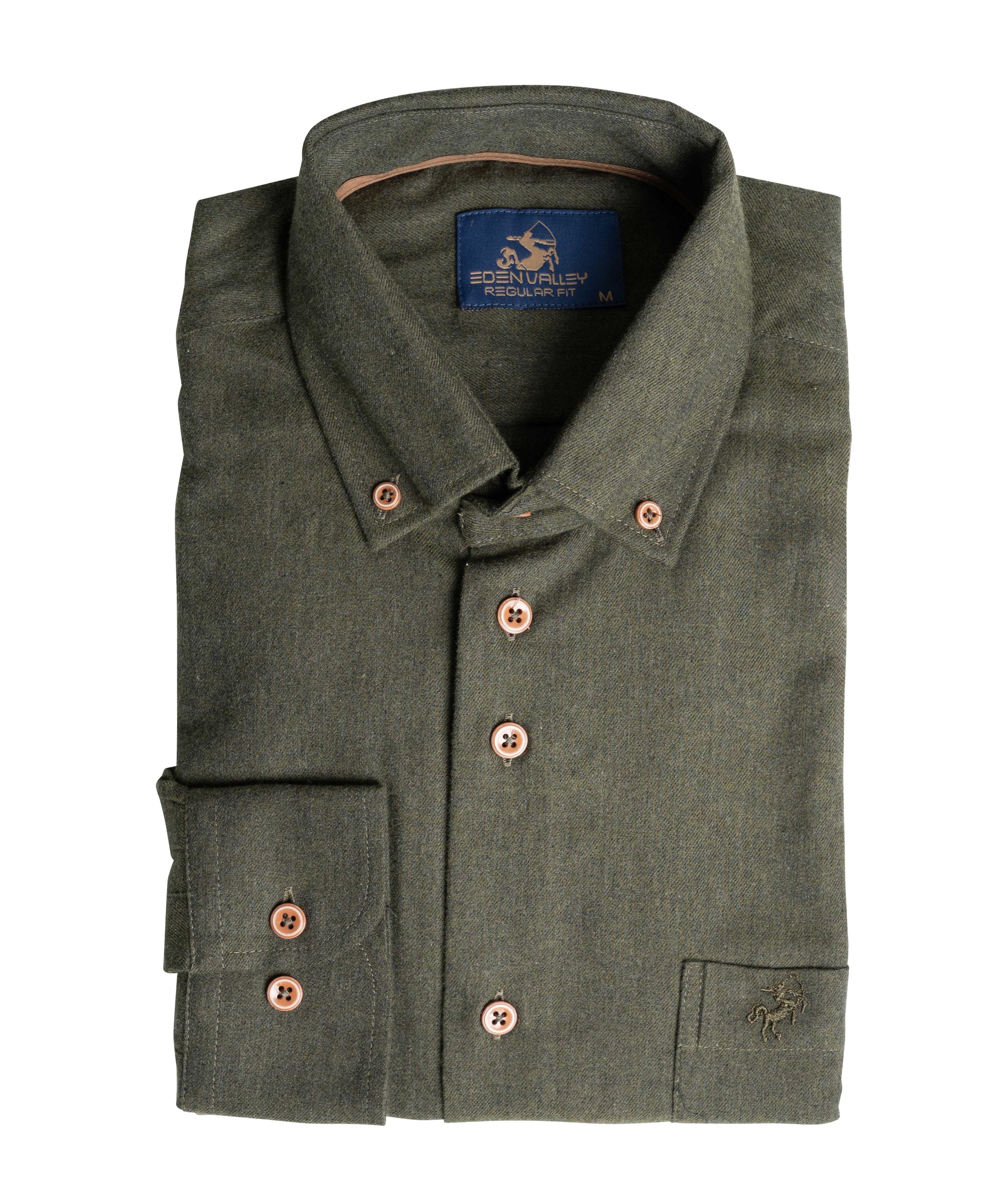 Heren overhemd lange mouw groen