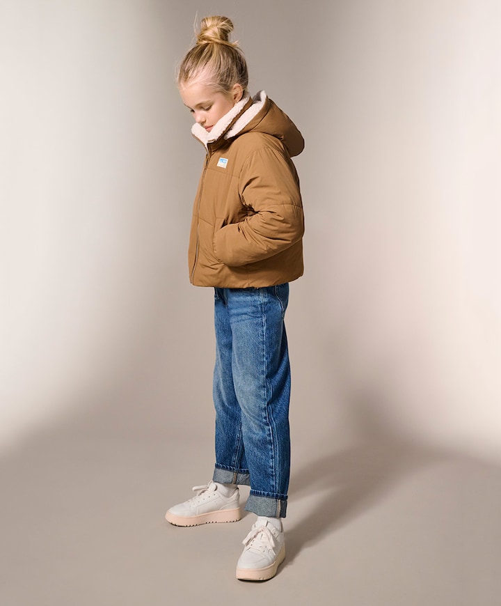 Meisjes omkeerbare jas bruin