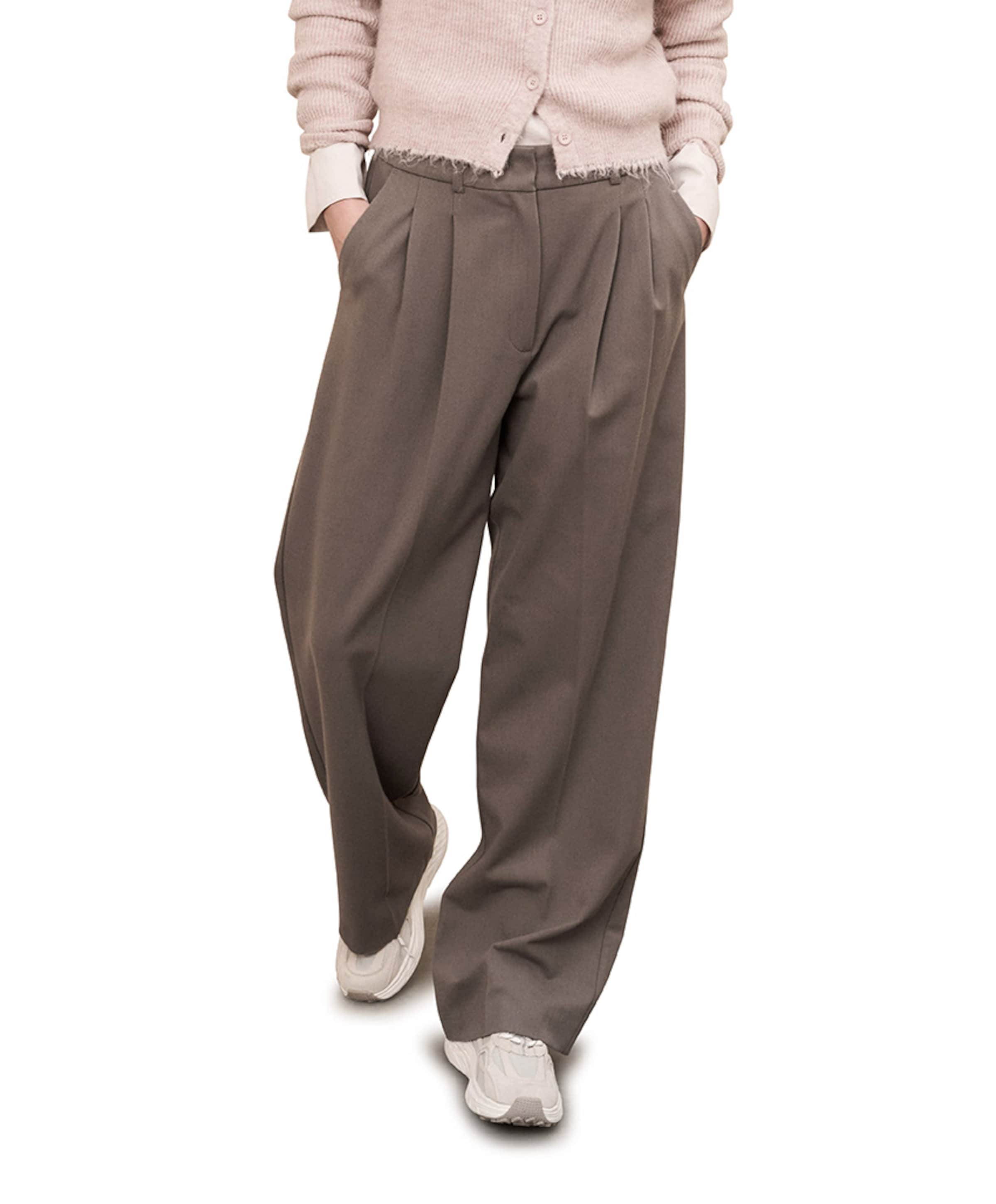 Woven with pleats broek grijs