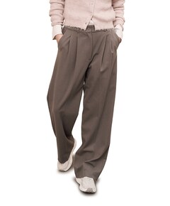 Woven with pleats broek grijs