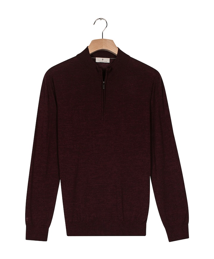 Heren trui met rits bruin