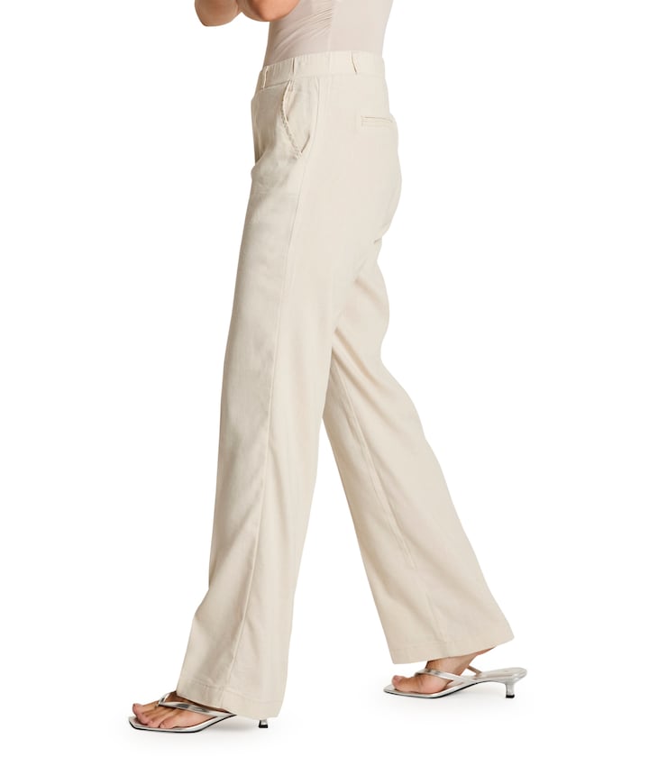 Hannah - Flowy Linen - 704 - Summer dames broek beige