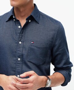 Heren overhemd lange mouw blauw