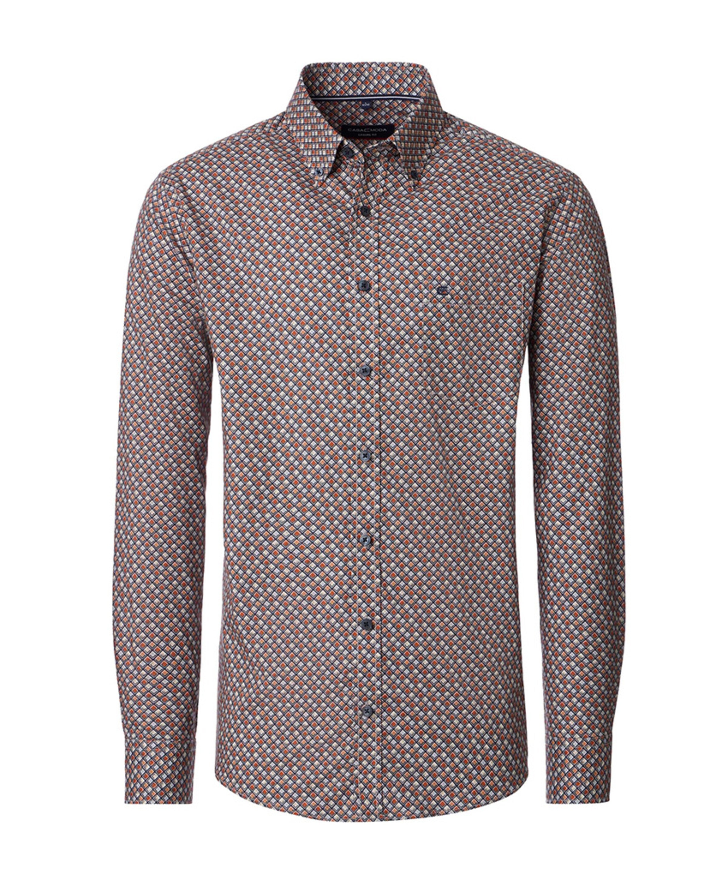 Heren overhemd lange mouw oranje