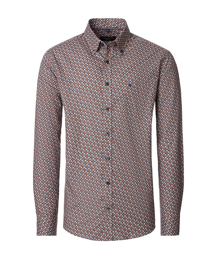 Heren overhemd lange mouw oranje