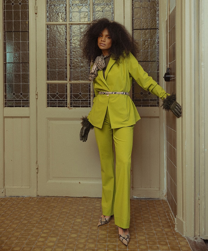 Flair bonded dames broek groen