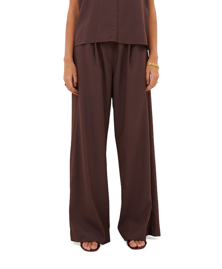 celin tan stripe dames broek bruin