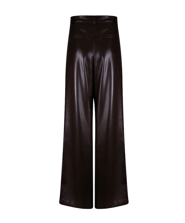 Vegan leather broek bruin