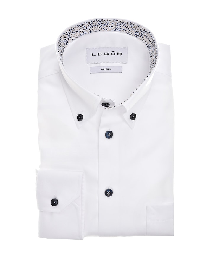 Heren overhemd extra lange mouw wit