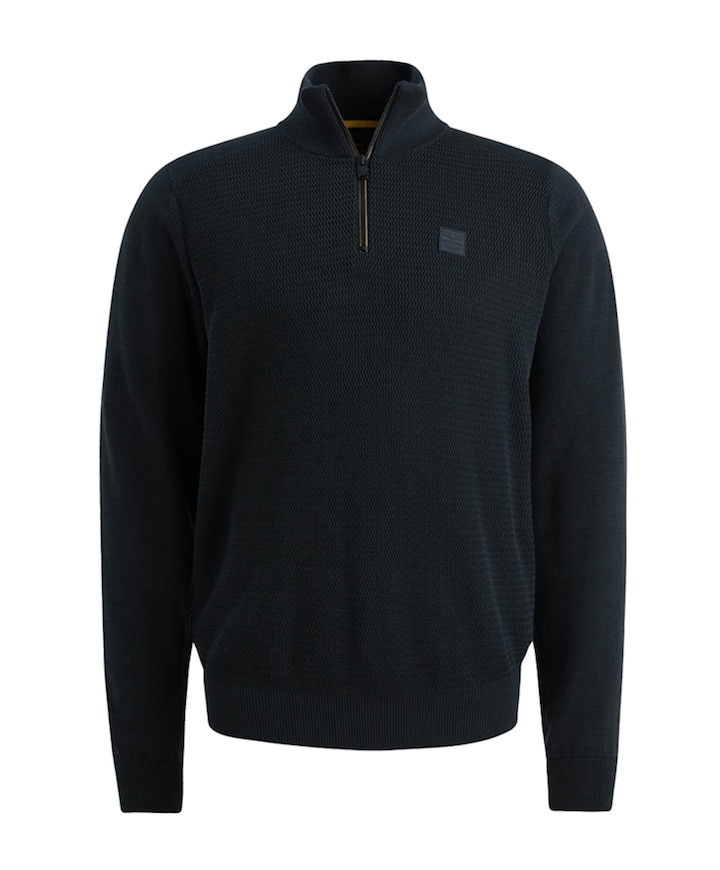 Heren trui met rits blauw