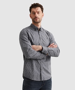 Heren overhemd lange mouw blauw