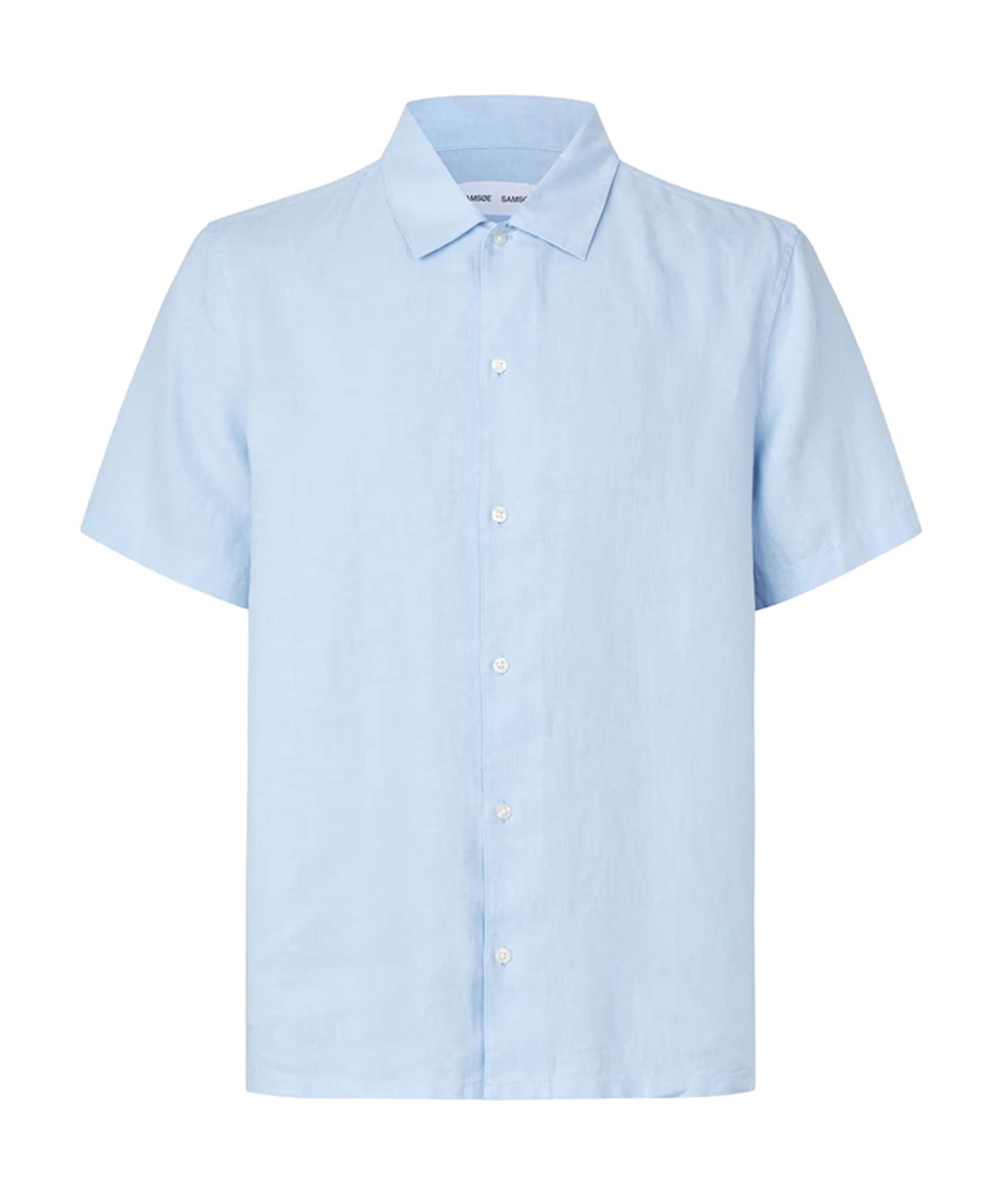 Heren overhemd korte mouw blauw