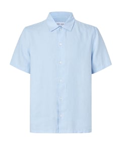Heren overhemd korte mouw blauw