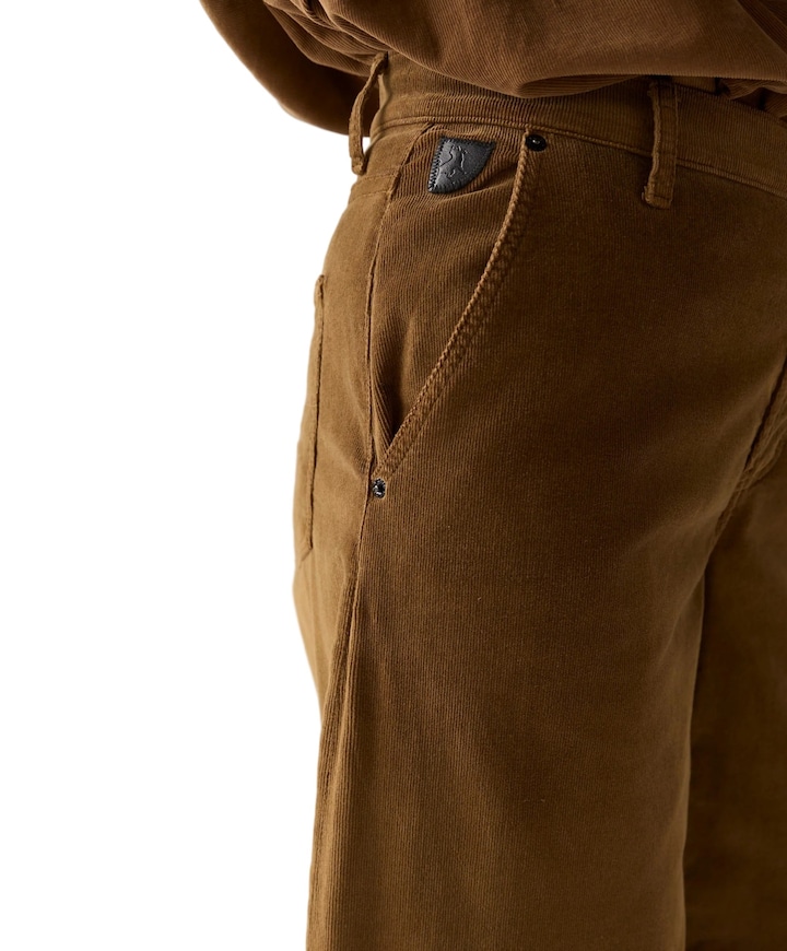 New Marlene 8104 Shiny Cord dames broek bruin