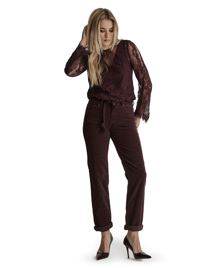 Bobby - Vintage Corduroy - 001 - Bl dames broek bordeaux