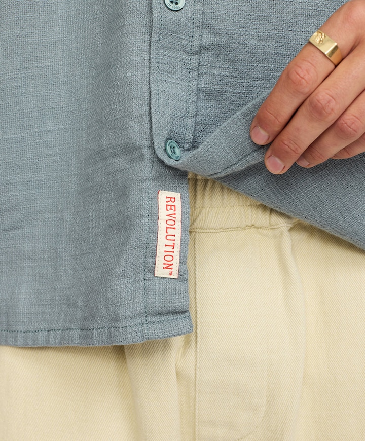 Heren overhemd lange mouw blauw