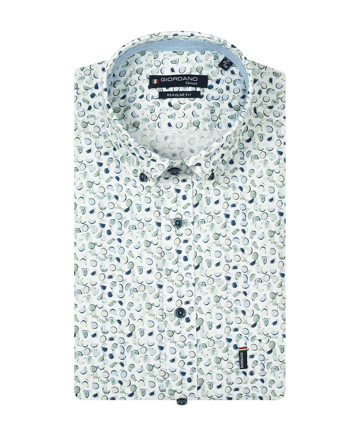 Heren overhemd korte mouw groen