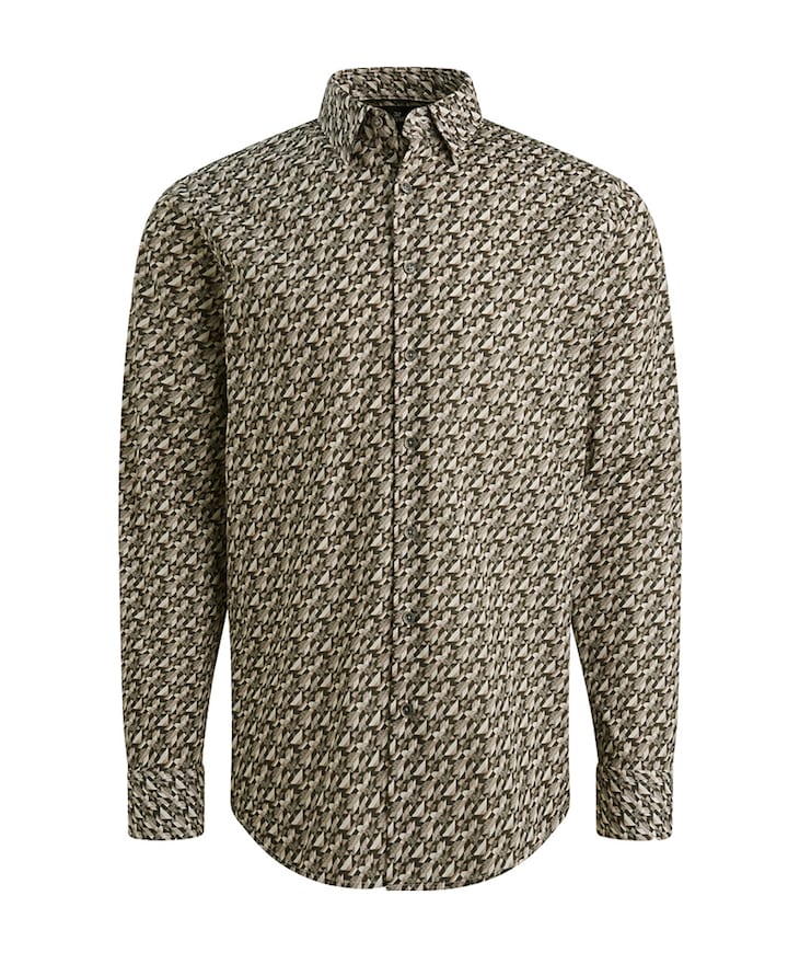 Heren overhemd lange mouw grijs