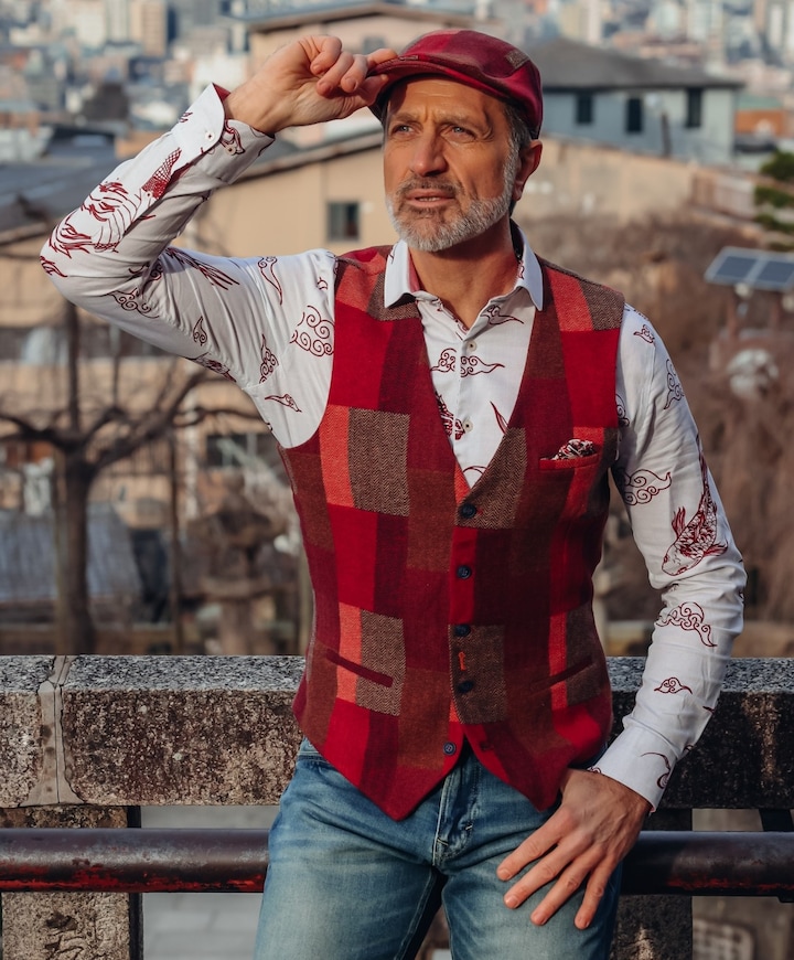 Heren gilet bordeaux