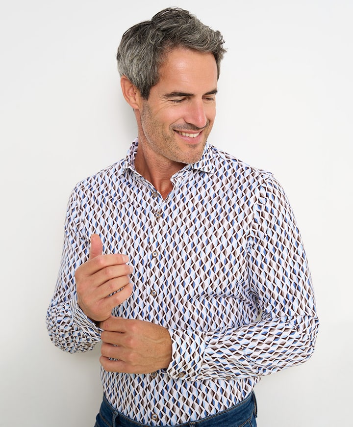 Heren overhemd lange mouw ecru