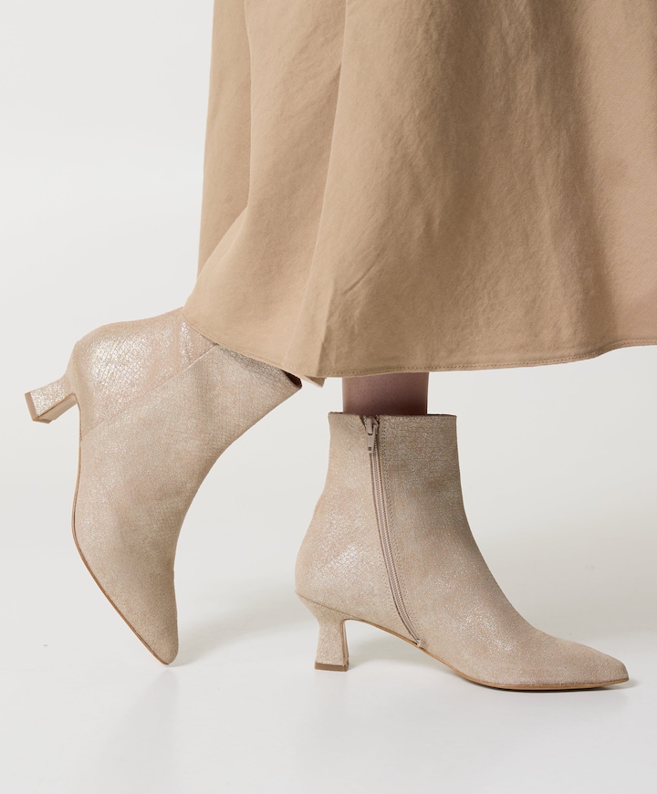 dames enkellaarzen beige