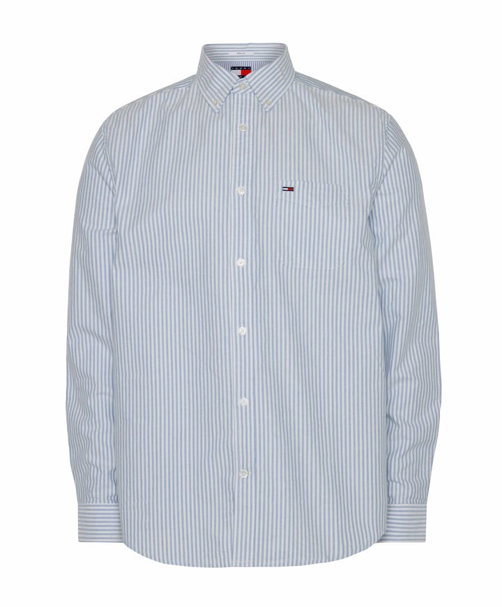 Heren overhemd lange mouw blauw