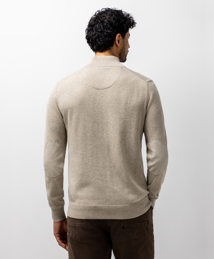 Heren trui met rits beige