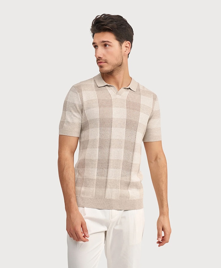 Heren polo beige