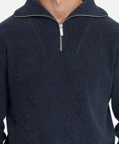 Heren trui met rits blauw