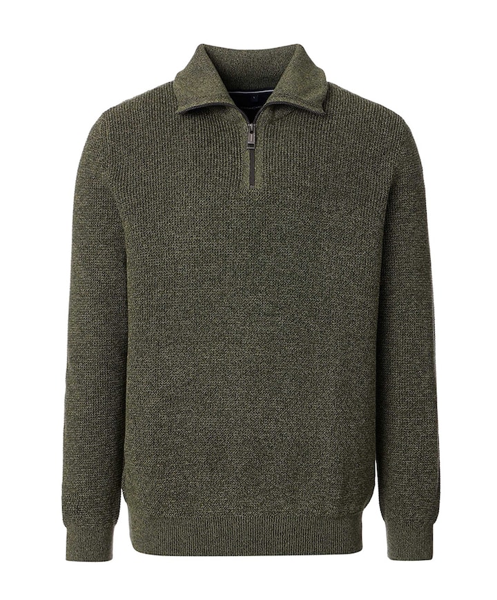 Heren trui met rits groen