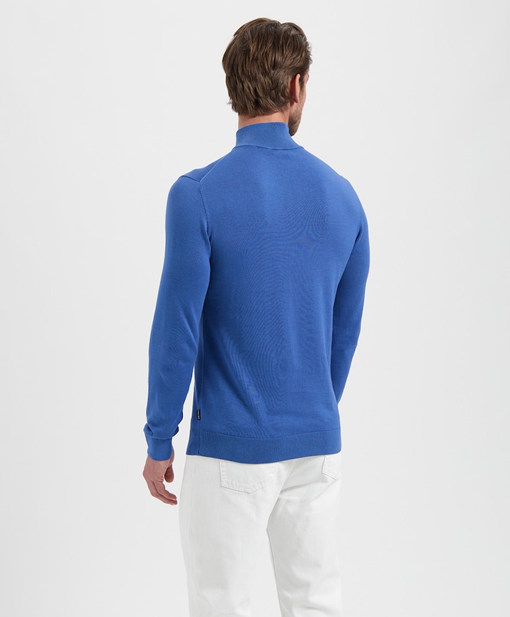 Heren trui met rits blauw