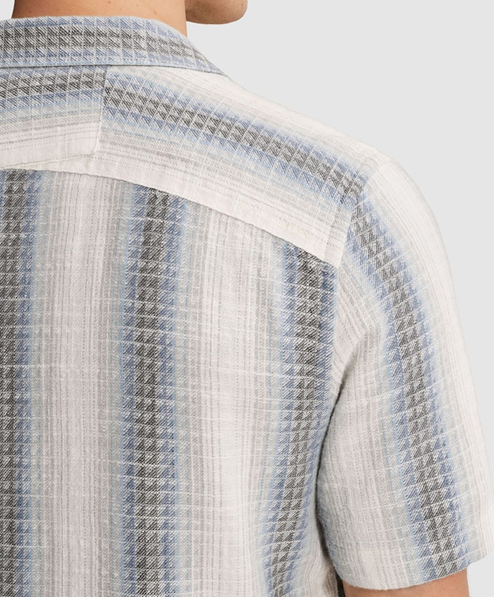 Heren overhemd korte mouw blauw