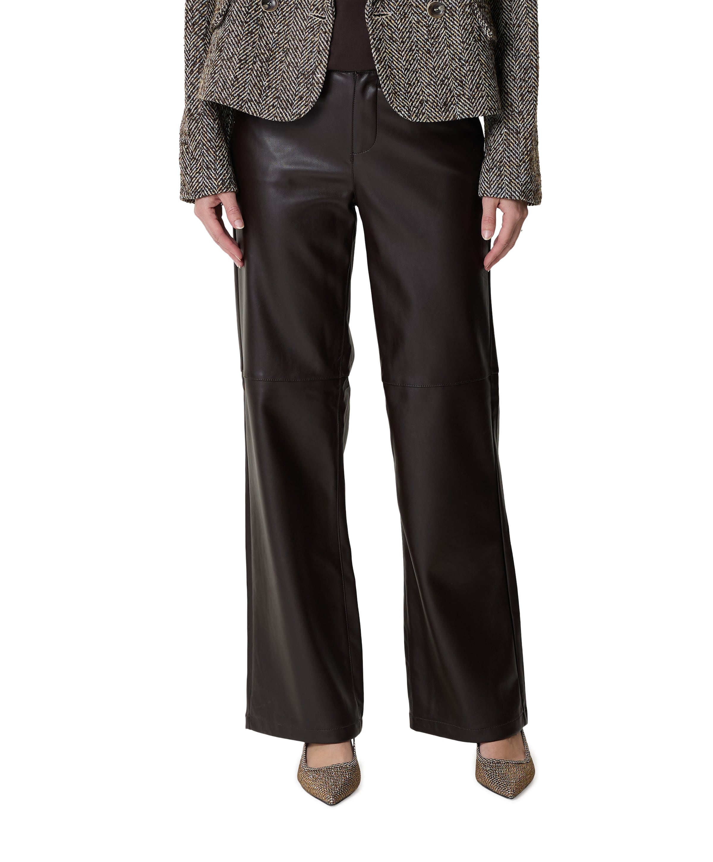 Colette faux leather L33 dames broek bruin