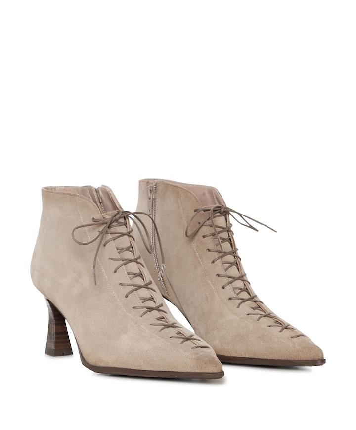 dames enkellaarzen beige