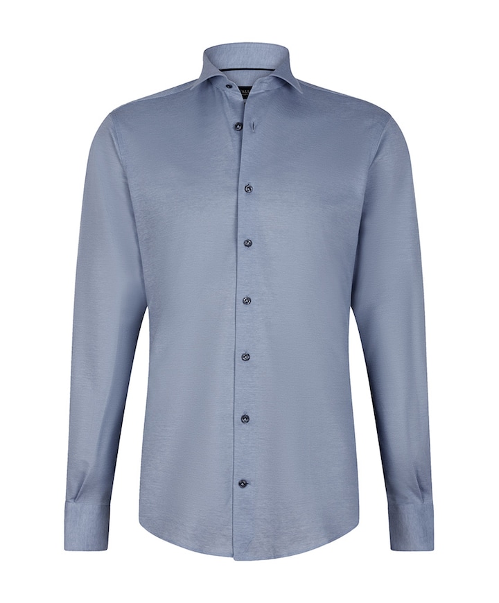 Heren overhemd lange mouw blauw