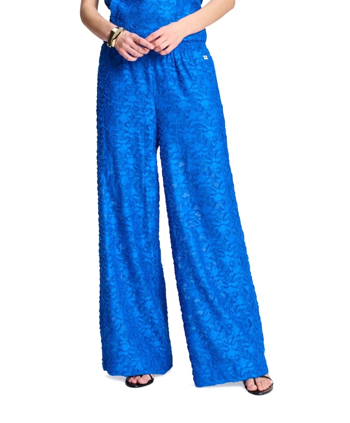 PANTS - Ocean Blue Jacquard dames broek blauw