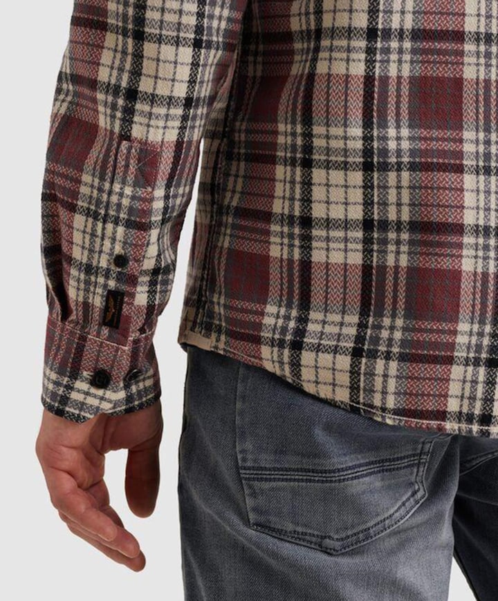 Heren overhemd lange mouw bordeaux