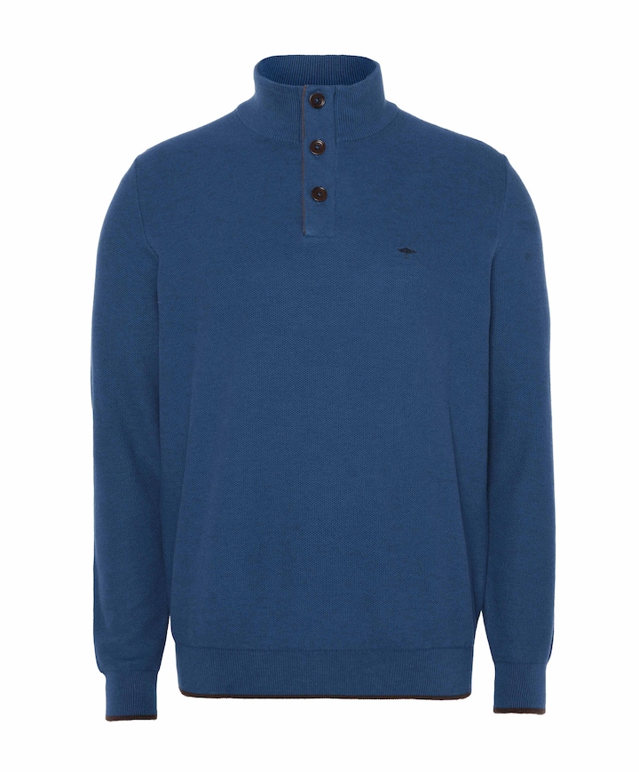Heren trui met rits blauw