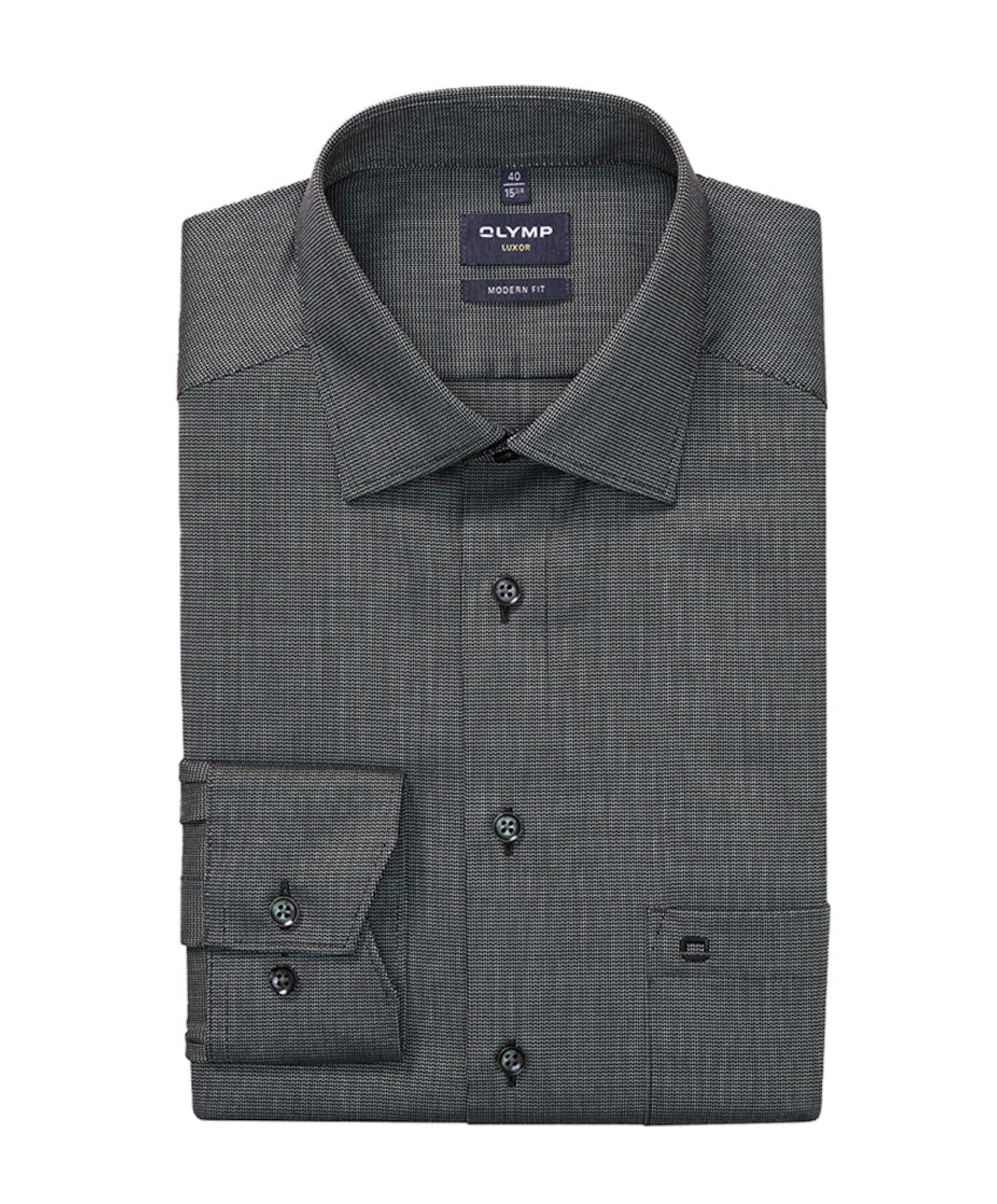 Heren overhemd lange mouw grijs