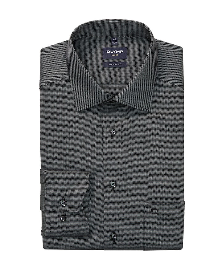 Heren overhemd lange mouw grijs